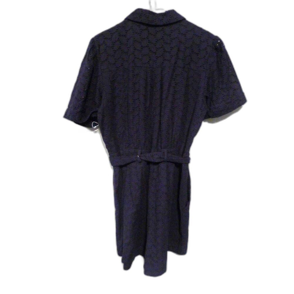 Draper James Eyelet Belted Puff Sleeve Romper  - Navy M - Picture 4 of 9